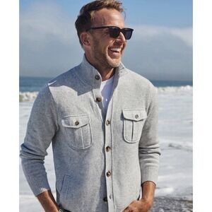 Collars & Co Napoli Cardigan Sweater Men's Small Gray Wool Cashmere Sold Out NWT